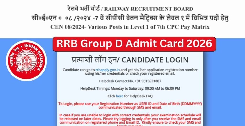 RRB Group D Admit Card 2026