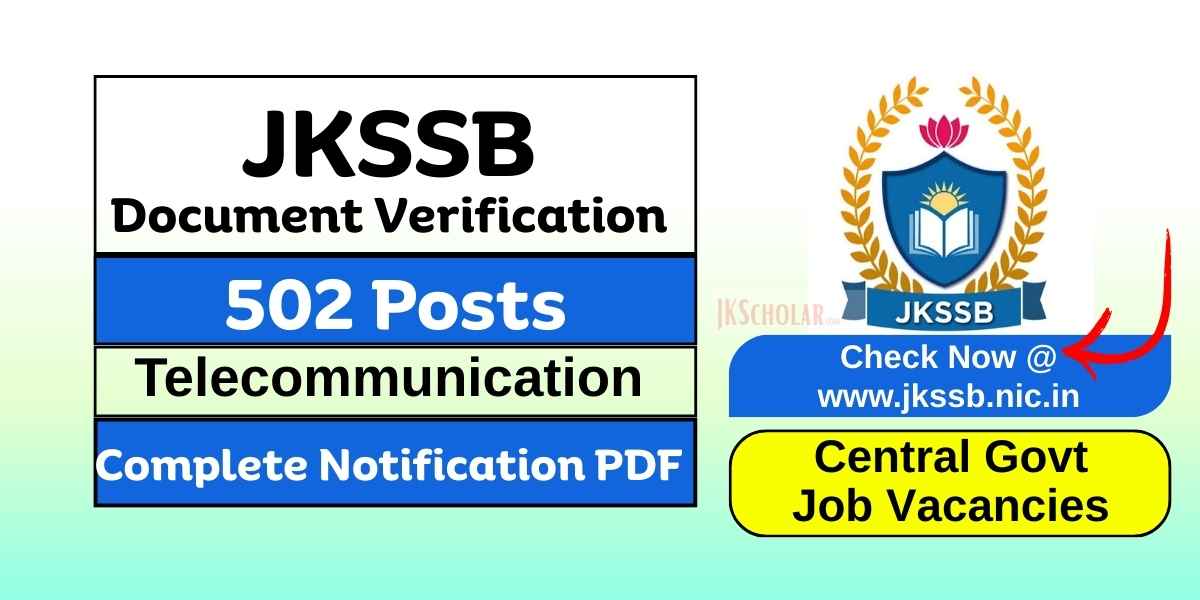 JKSSB Constable (Telecommunication) Document Verification