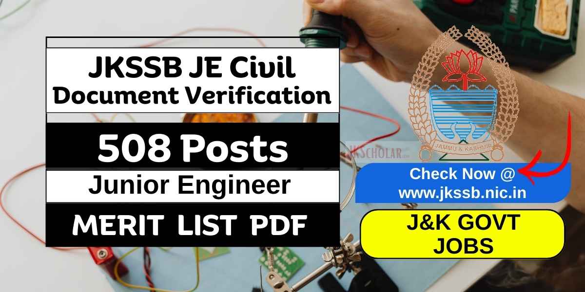 JKSSB JE Civil DV List PDF Merit List