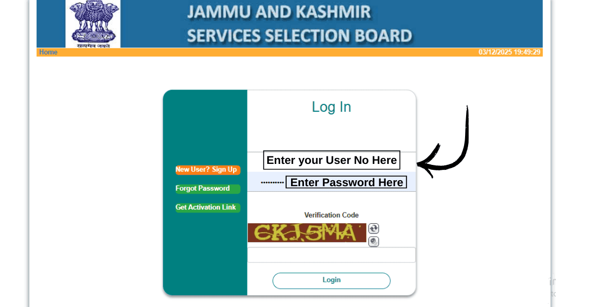 JKSSB Login Page