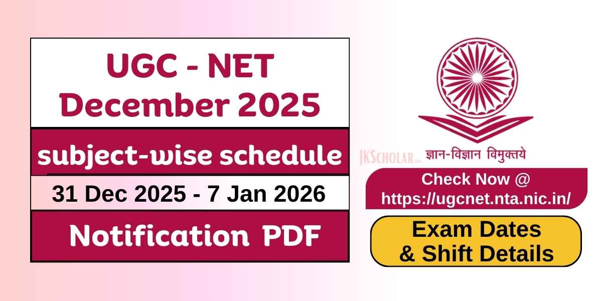 UGC-NET December 2025 Subject-Wise Schedule