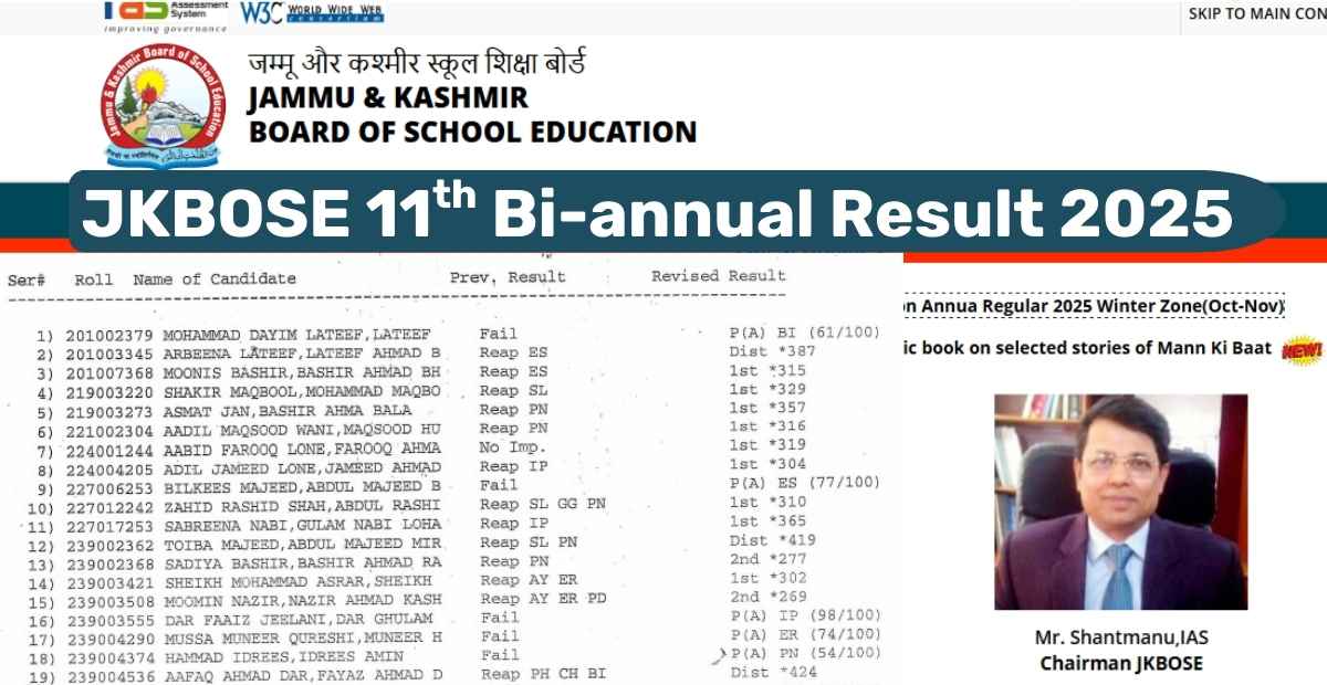 JKBOSE 11th Bi-annual Result 2025