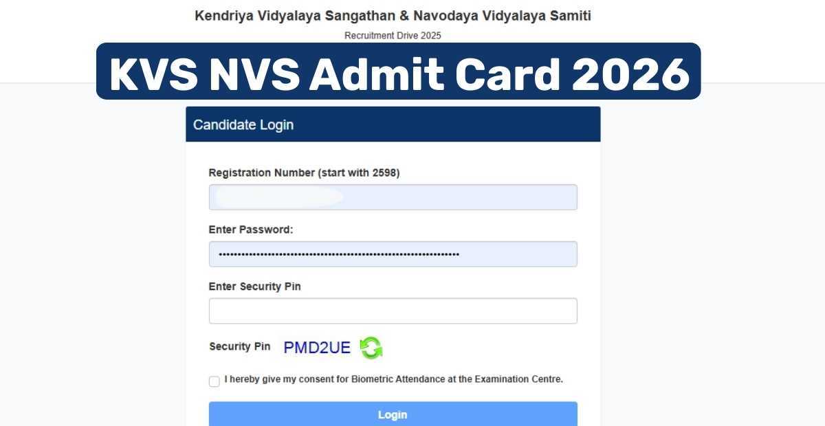 KVS NVS Admit Card 2026