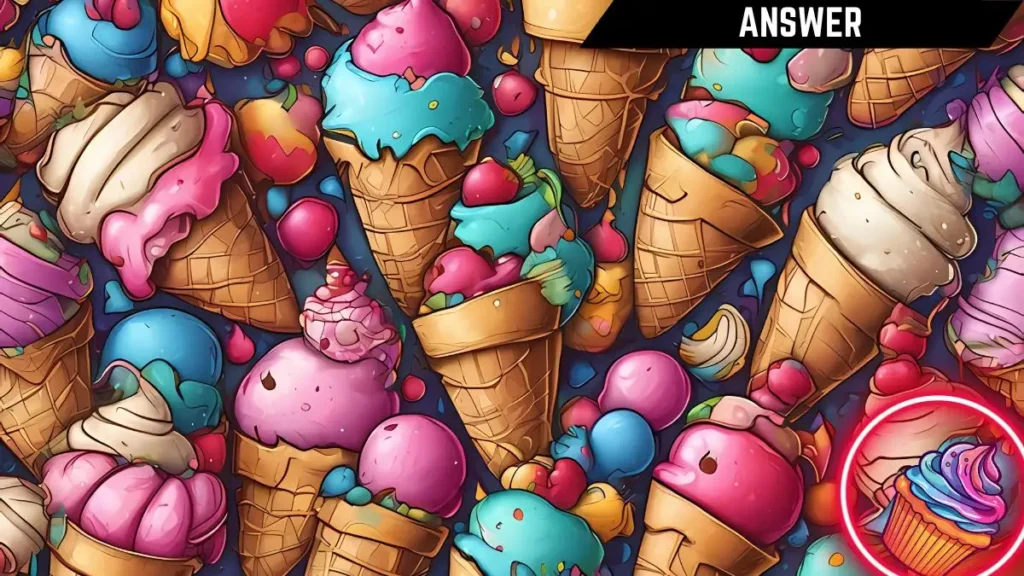 Solution to Spot the Hidden Cupcake